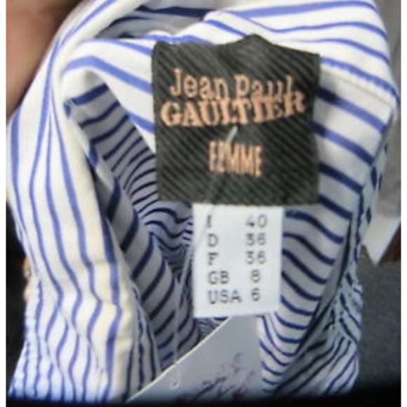 JEAN PAUL GAULTIER FEMME white/blue dress sz 40/6 - Picture 7 of 7